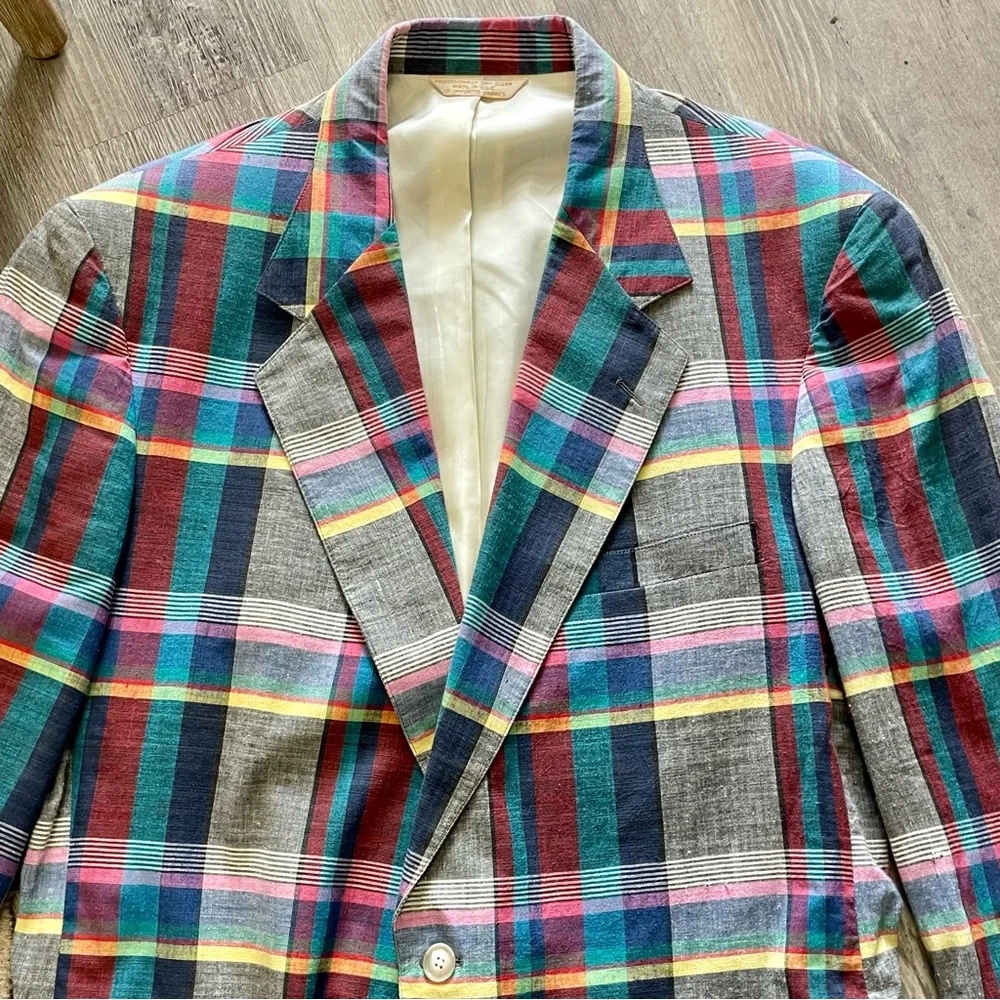 Vintage Tyson’s Menswear Inc. Colorful Plaid Two-Button Sports Coat Blazer 44L - Picture 5 of 16